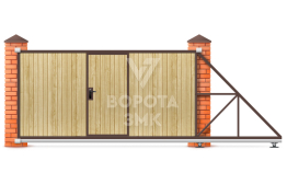 Деревом отделанные ворота 2000×2100 ЗМК-7711